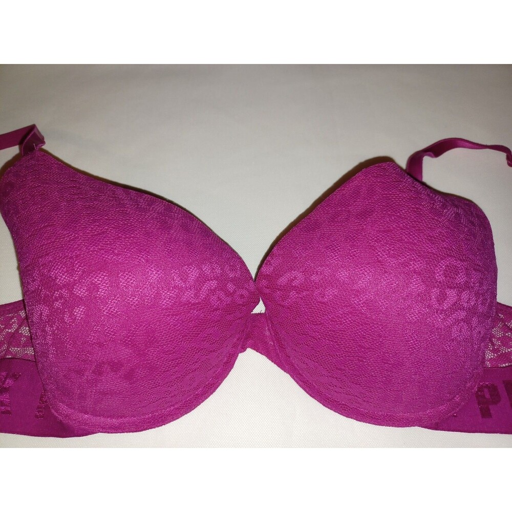 Victoria Secret PINK 32D bra women's wear everywhere t-shirt push up Raspberry